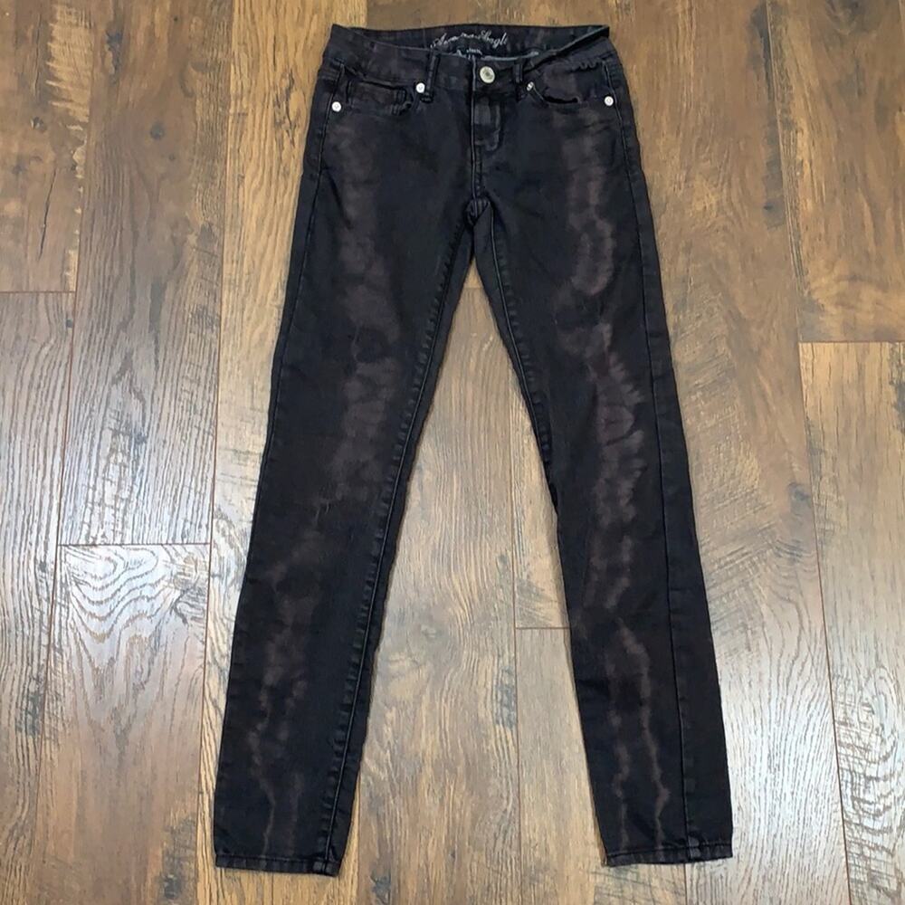 American Eagle Low-Rise Stretch Skinny Black Bleach Wash Jeans